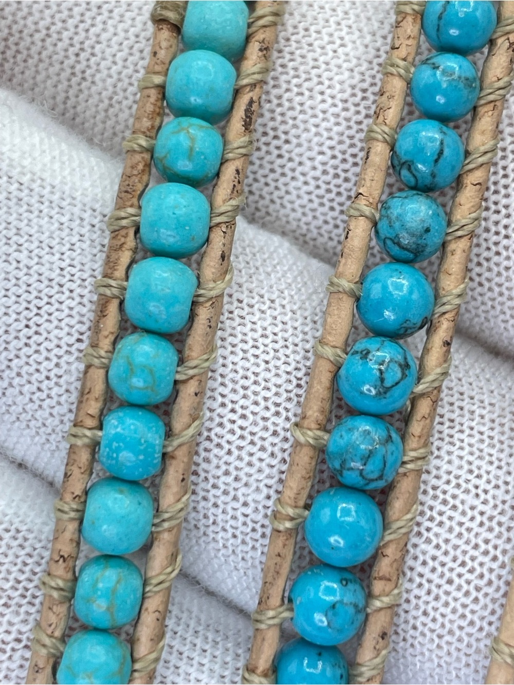 Victoria Emerson Blue Turquoise Beaded 5 Wrap Bracelet Boho Adjustable - Picture 7 of 7